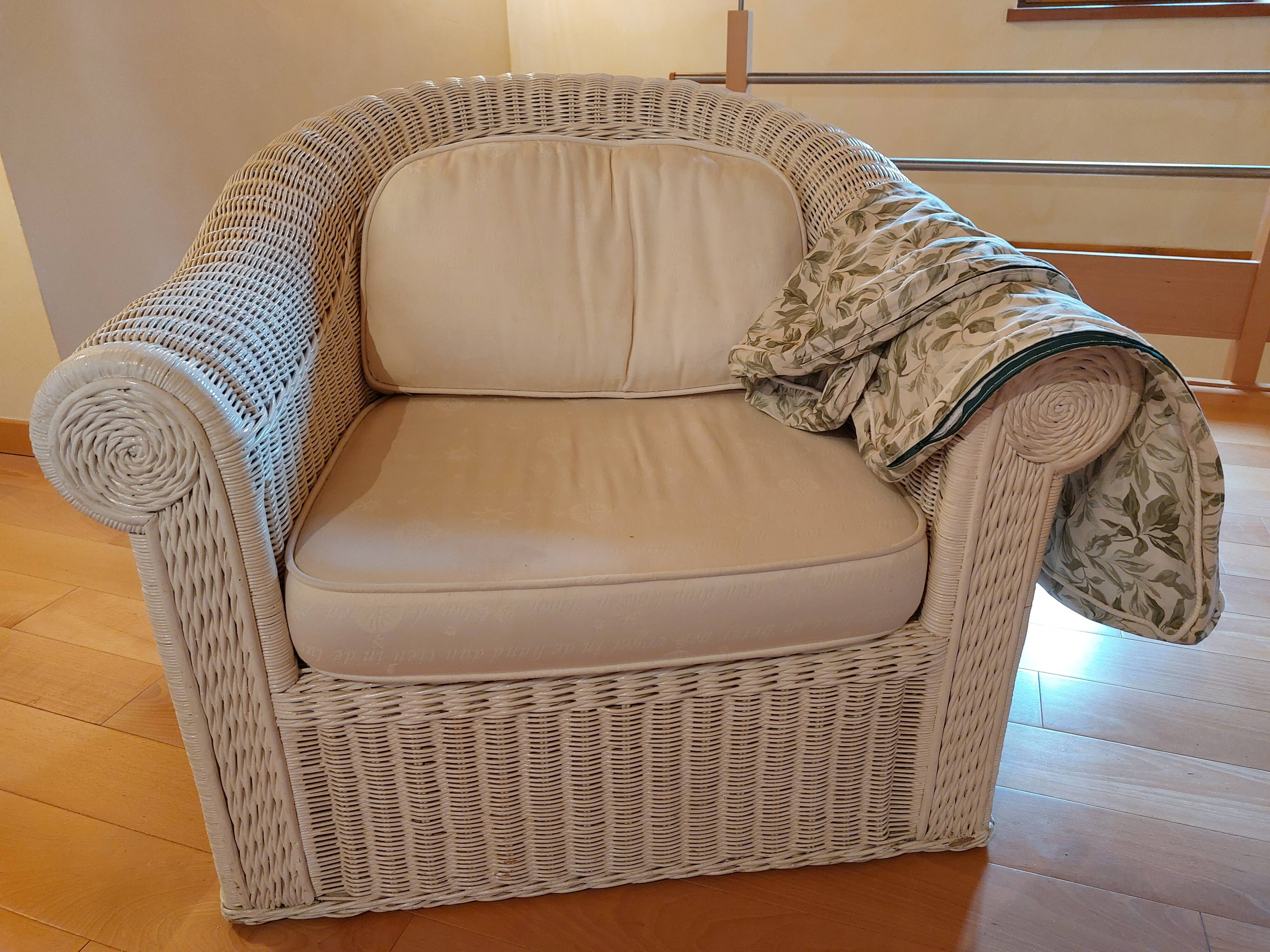 Salon de jardin en osier vintage