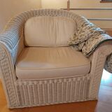 Salon de jardin en osier vintage