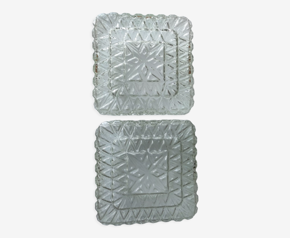Lot de 2 plafonniers en verre moulé