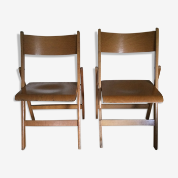 Lot de 2 chaises pliantes en bois Stol Kamnik Yugoslavia