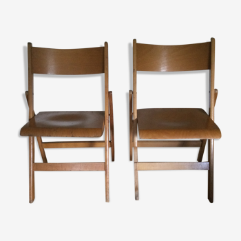 Set of 2 folding wooden chairs Stol Kamnik Yugoslavia