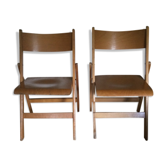 Set of 2 folding wooden chairs Stol Kamnik Yugoslavia