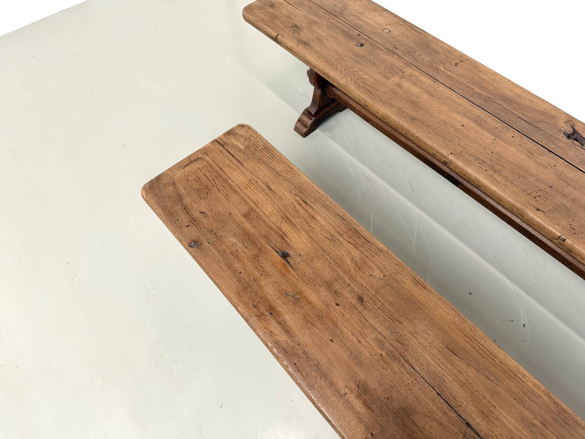 Pair of Solid Oak Farm Benches