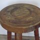 French Vintage Hand Made Wood Milking Stool 3 Spindle Legs Bullseye Seat