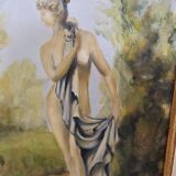 Oil on Canvas - Statue in a Park Signed Devaud