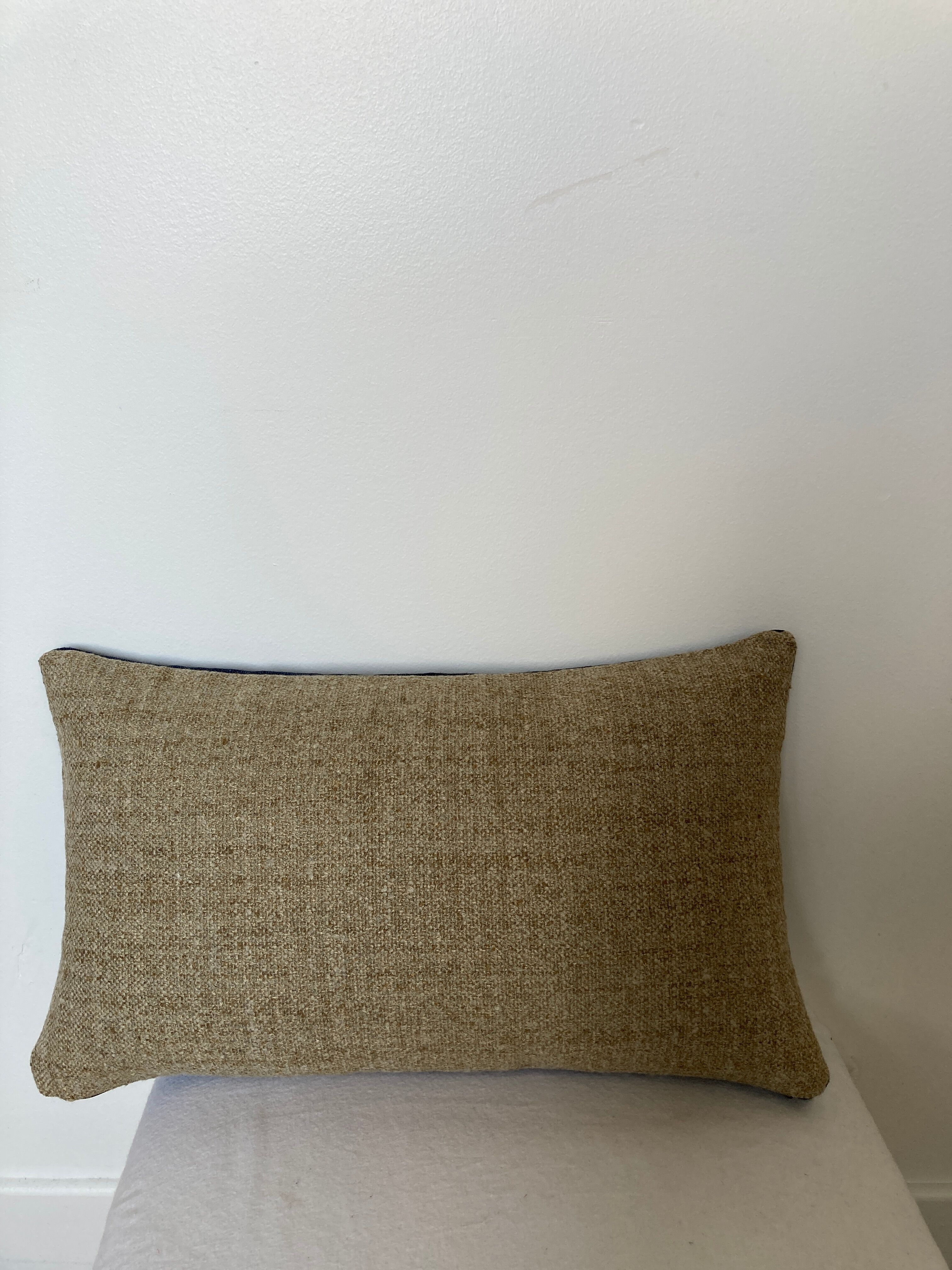 Double-sided beige navy blue cushion