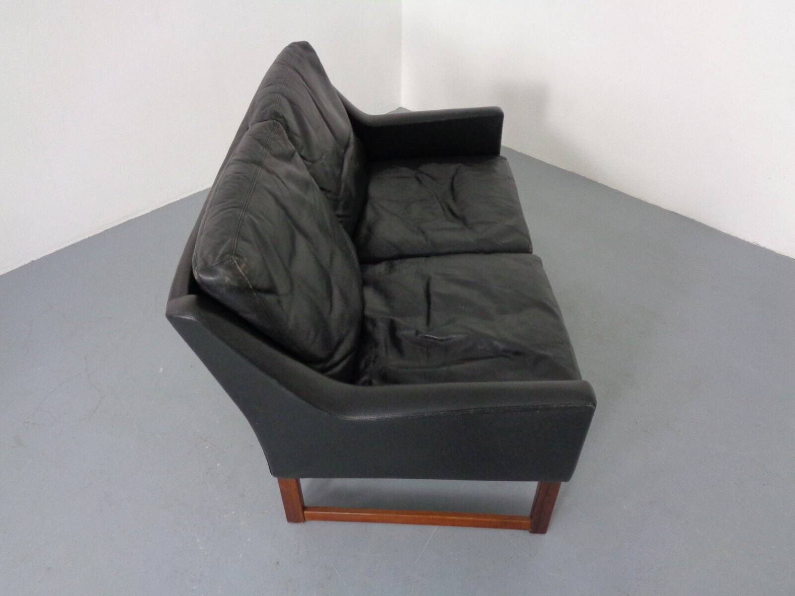 Mid-Century Rosewood & Leather 2-Seater Sofa by Rudolf Glatzel for Kill International, 1960s