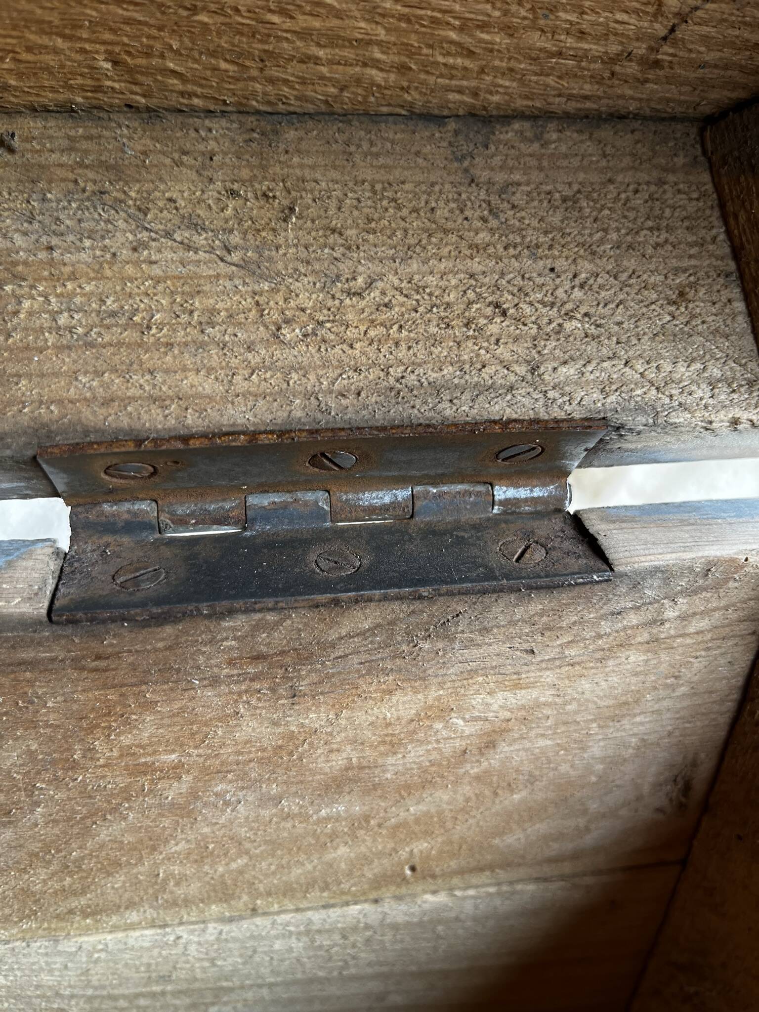 Patinated green wooden chest