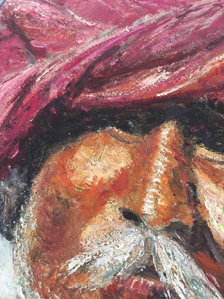 Orientalist portrait the man in the pink turban