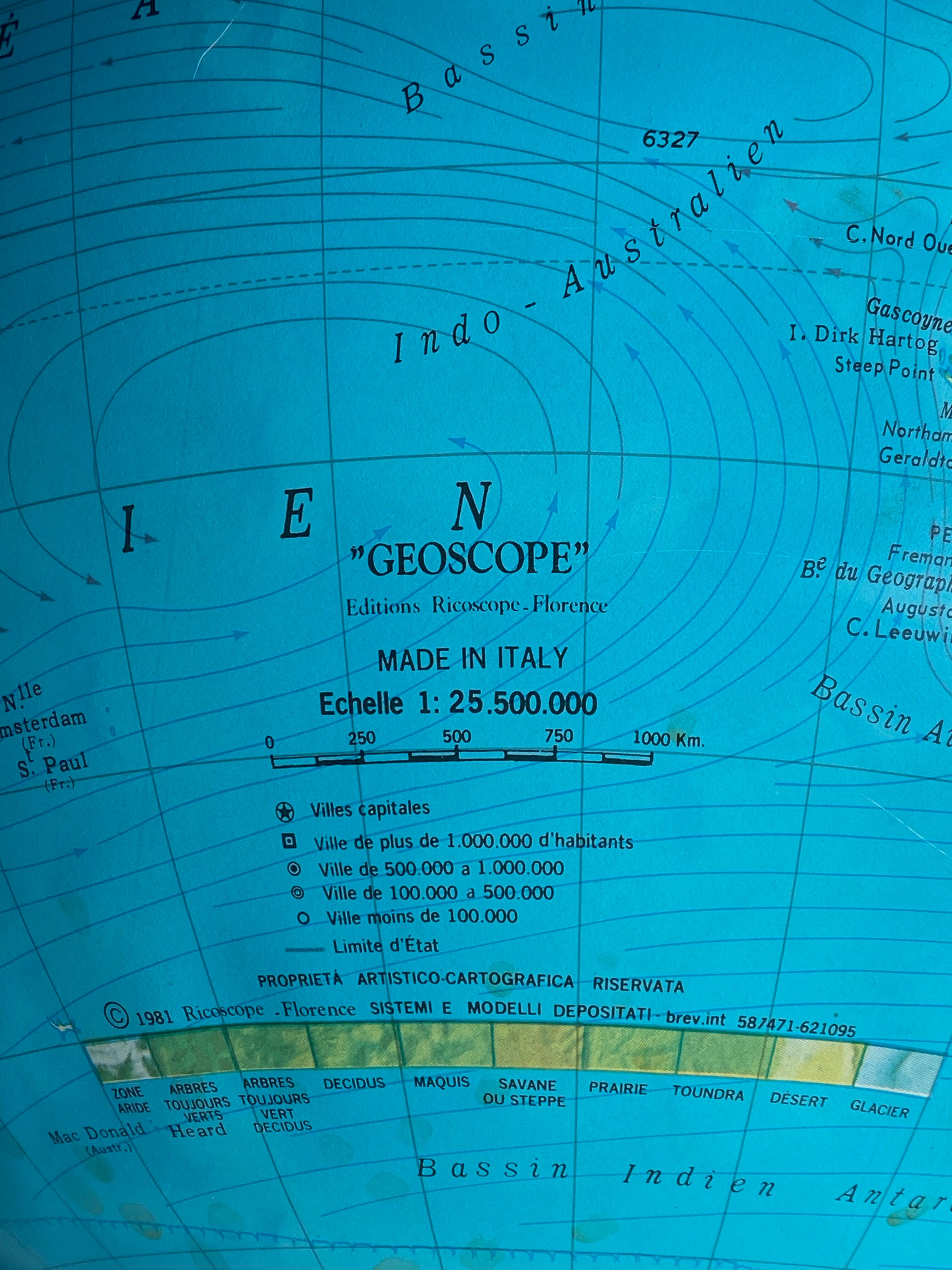 Huge Luminous Globe Ricoscope Florence, Italy, published in 1981