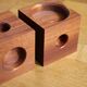 Duo of Scandinavian teak cube candlesticks