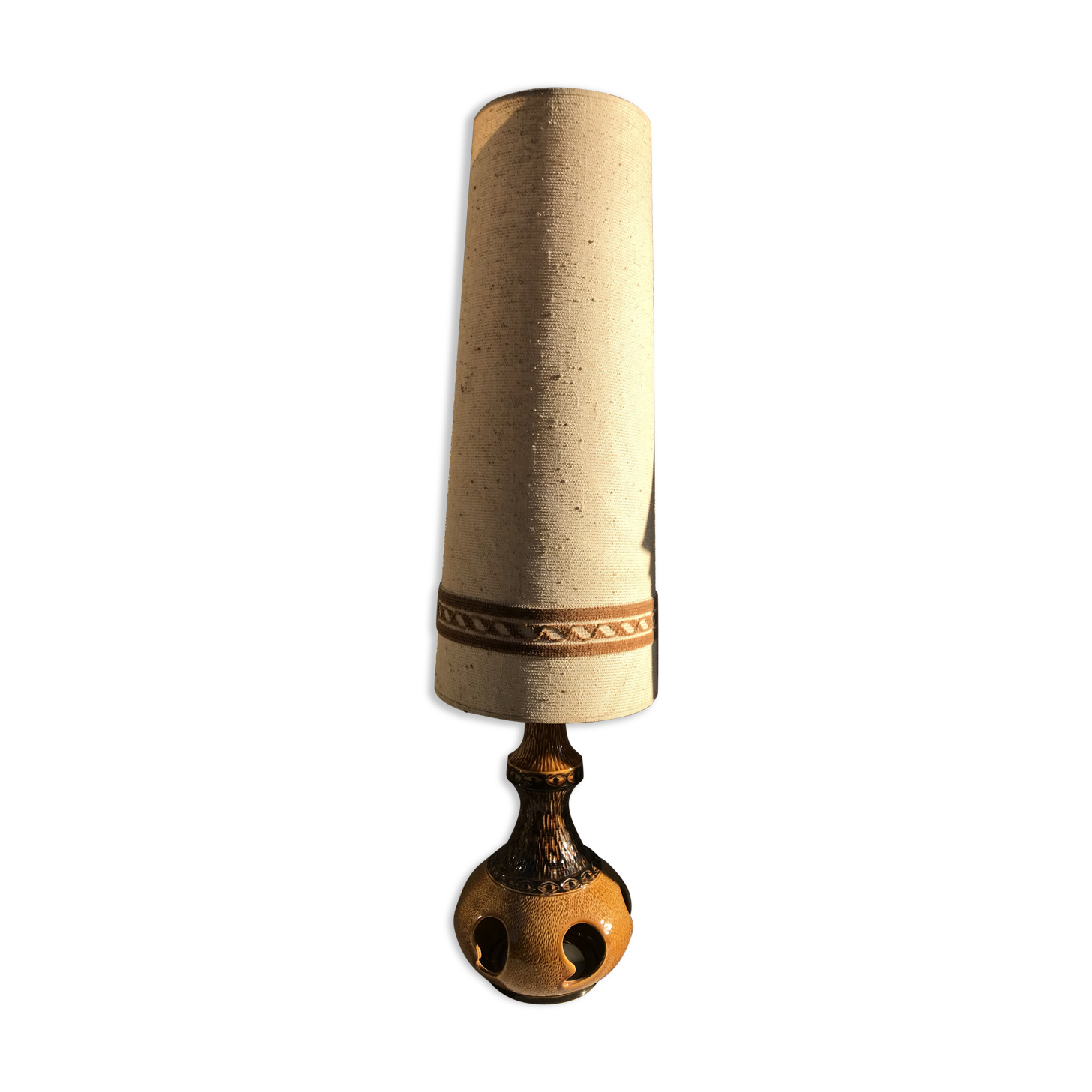 Lampe sur pied céramique marron beige germany années 70