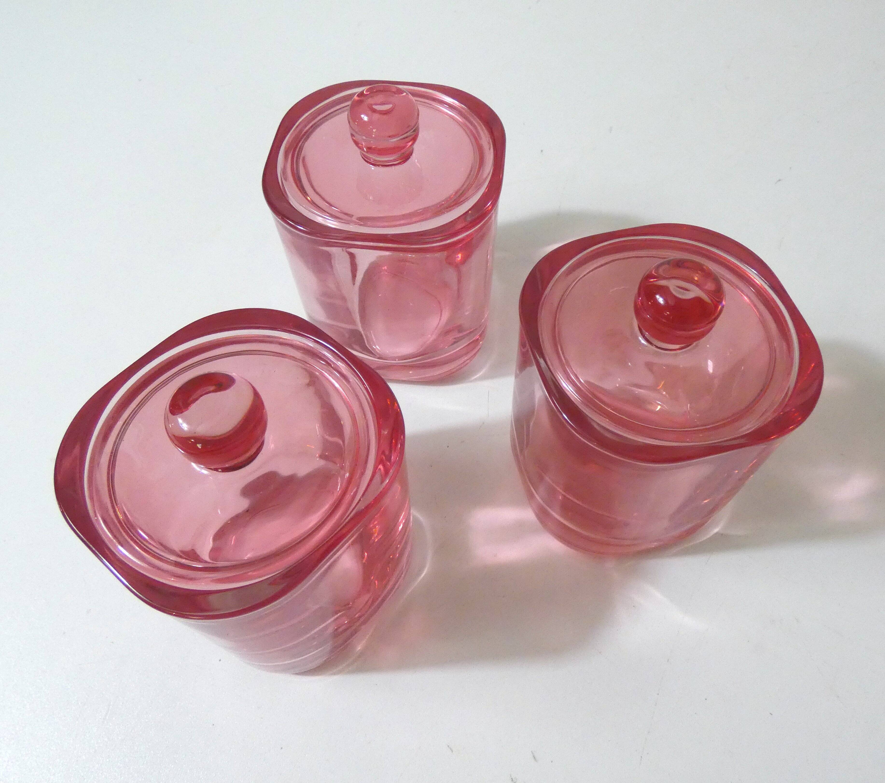 3 glass sweet jars
