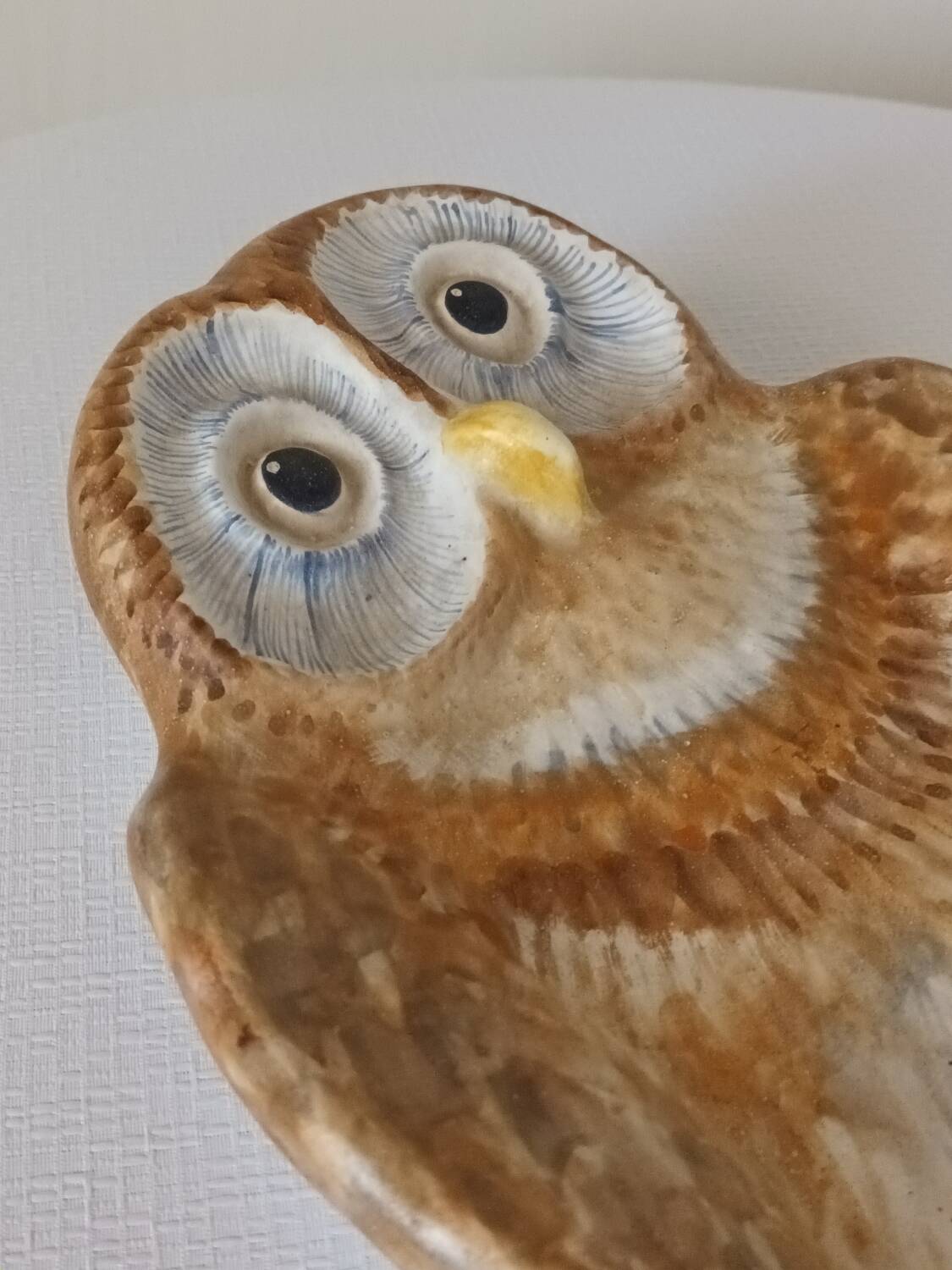 Vintage Vallauris ceramic owl trinket tray