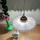 Vintage lampshade pendant light in white opaline