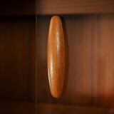Teak Dyrlund highboard display case with shutter doors