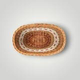Old basket - wicker basket and woven scoubidou - 1960s
