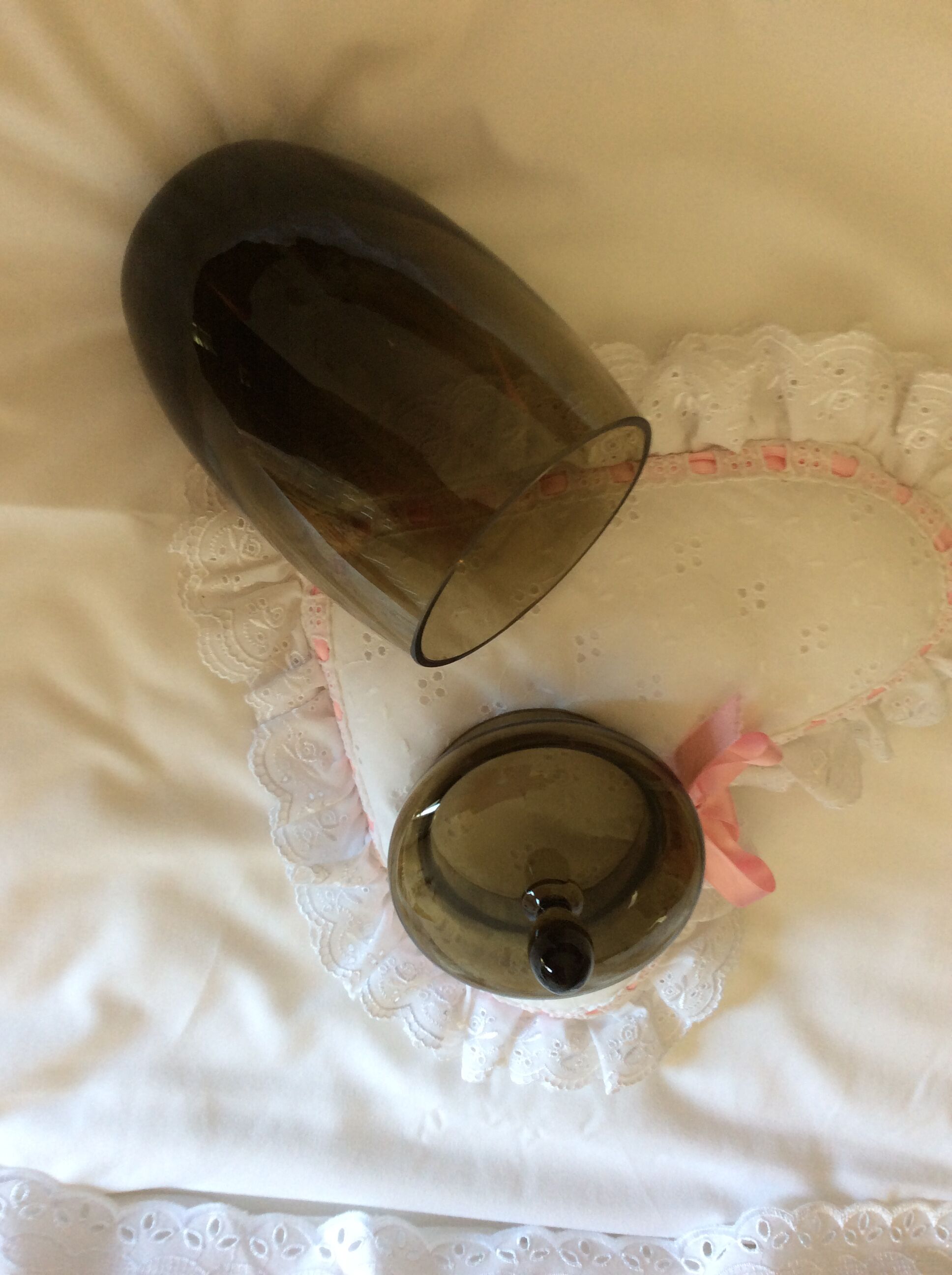 Thick glass jar smoked bronze with lid