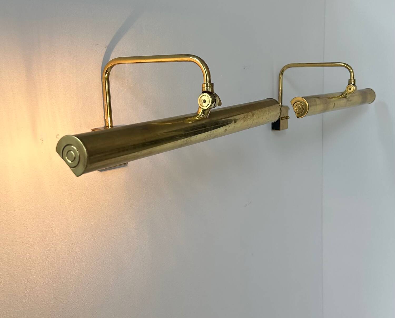 Pair of vintage adjustable brass wall lights, France 1970