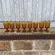 8 vintage amber moulded glass glasses