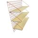 Vintage orange-red multi-level wall shelf with grid