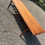 Table en palissandre Topform. Table basse vintage. Sangles en cuir