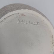 Vallauris grey candle holder with pink flowers, signed.