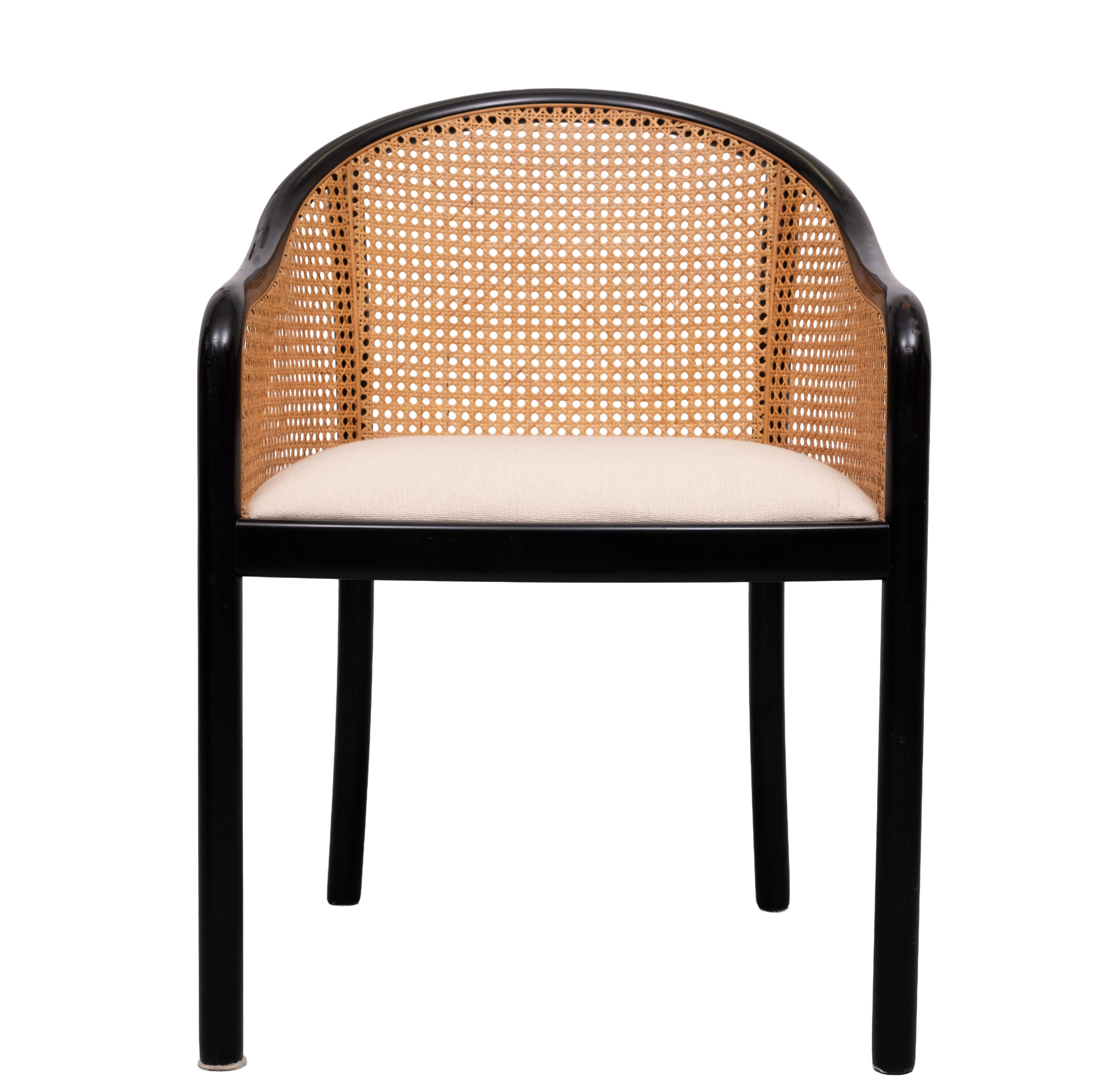 Chaises de salle à manger Ward Bennett en bois et en rotin, ensemble de 6