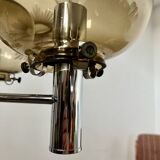 Old 3-light chrome and smoked glass floor lamp Italian design from the 70s vintage