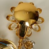 1970s brass crystal glass floral wall lamp by Ernst Palme unused condition