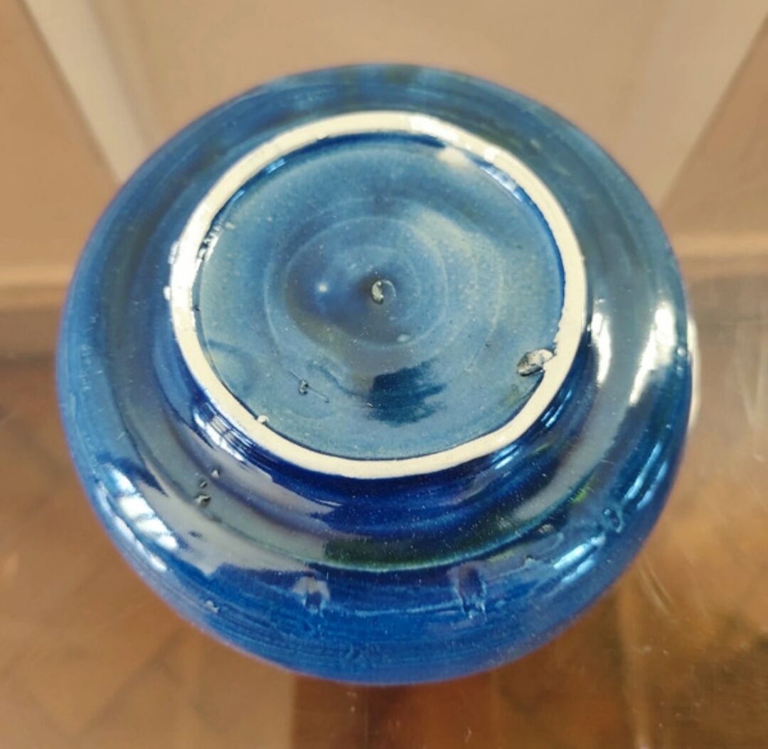 Vide-poches artisanal vintage bleu cobalt en céramique