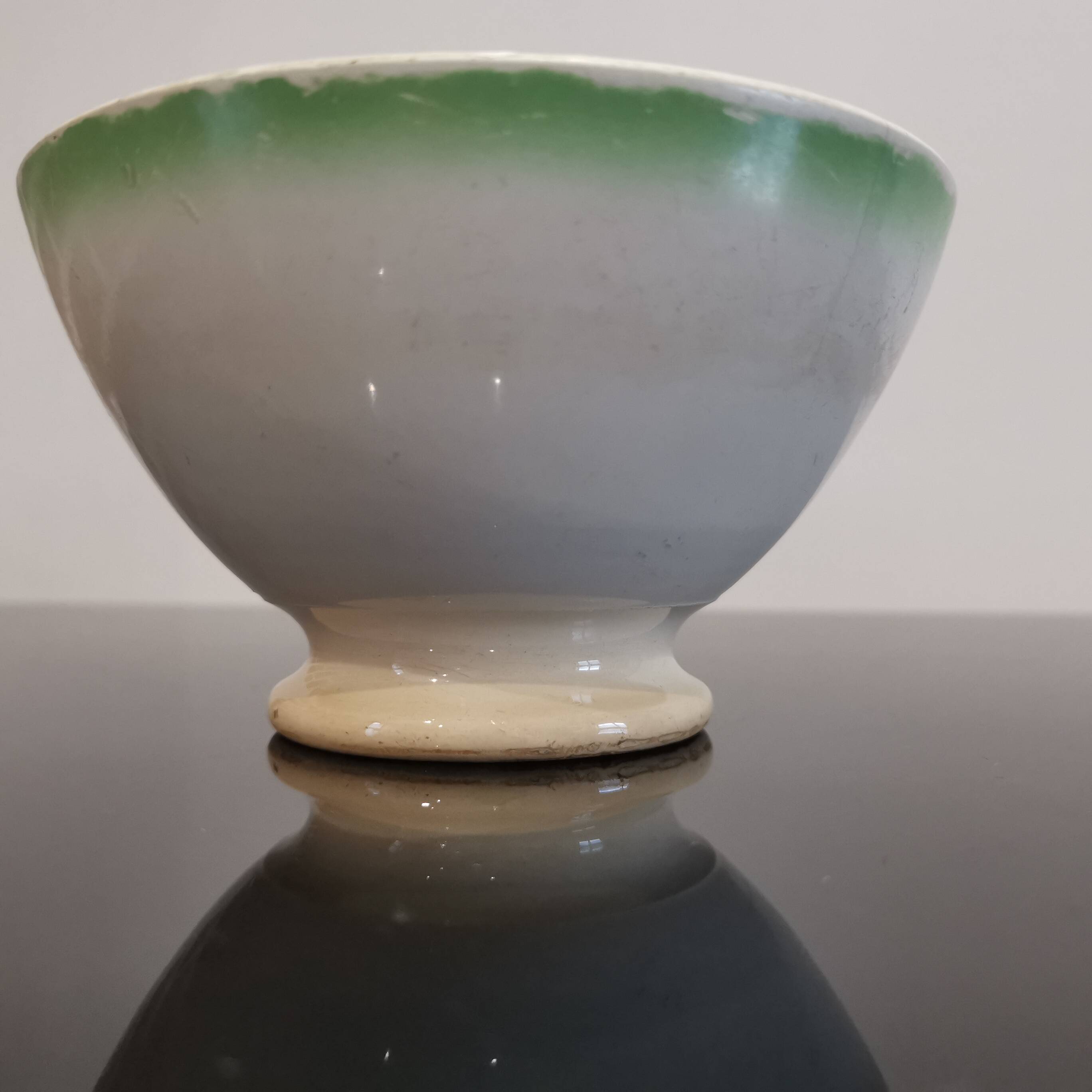 Old porcelain bowl "Moulin des loups" ceramics from Saint-Amand