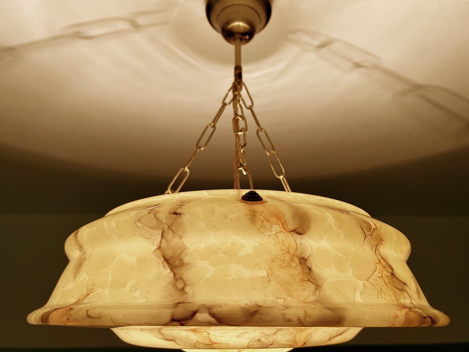 Art Deco pendant light in amber marble glass
