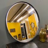 Round black metal mirror