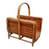 Ancien porte-bûches en osier