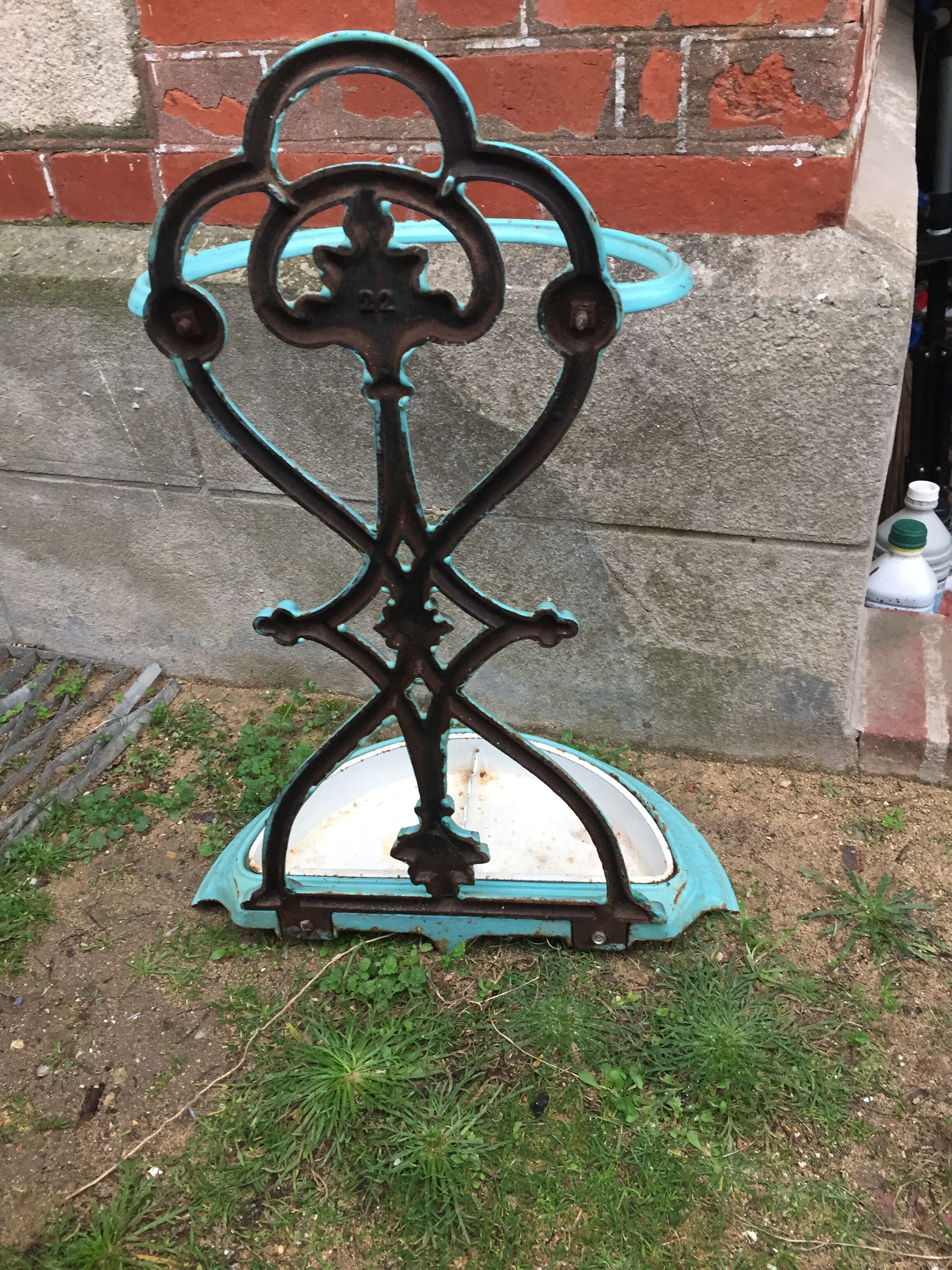 Enameled cast iron umbrella stand circa 1900