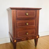 Bedside, walnut 3 drawers