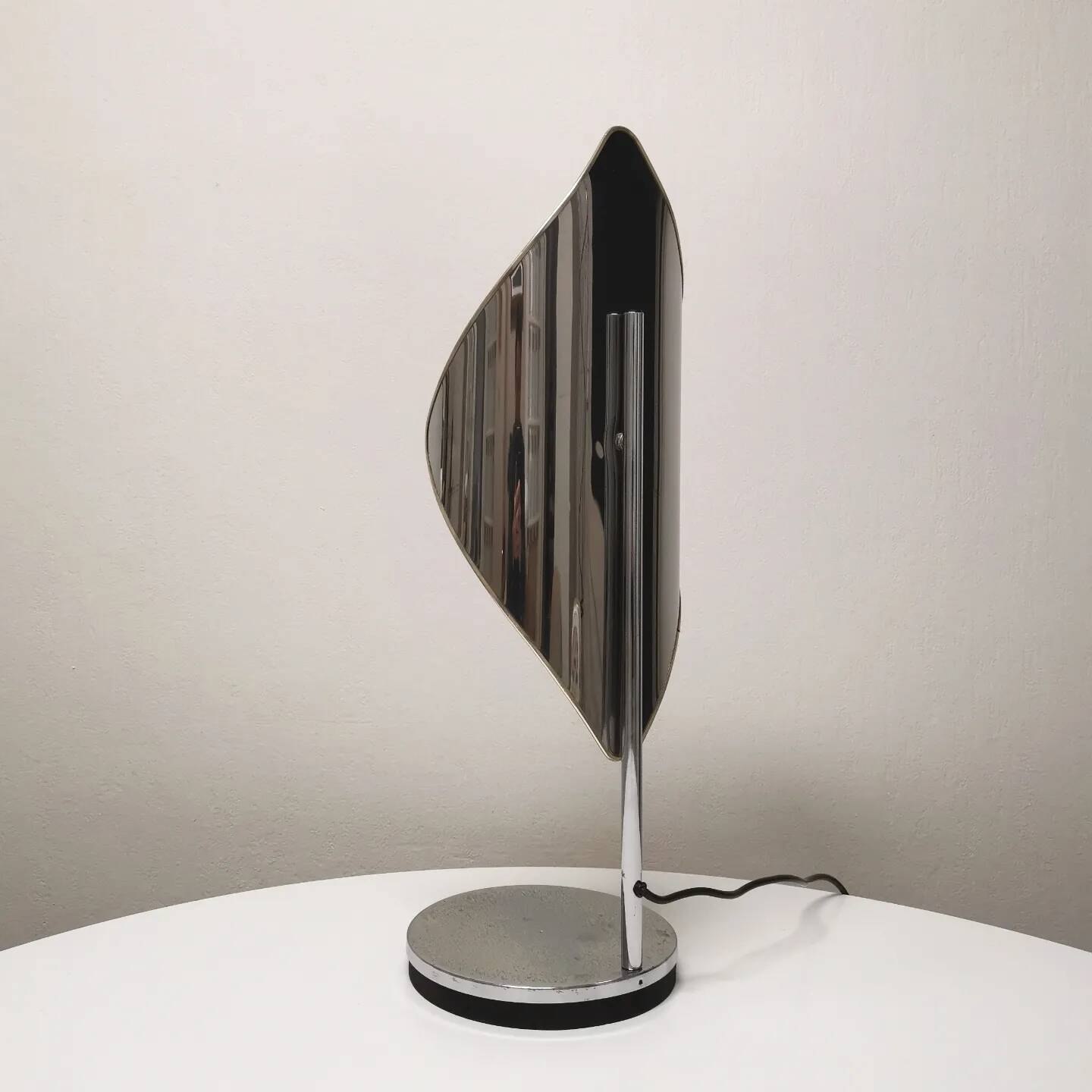 Table lamp, stainless steel and chrome-plated metal, Reggiani, 1970