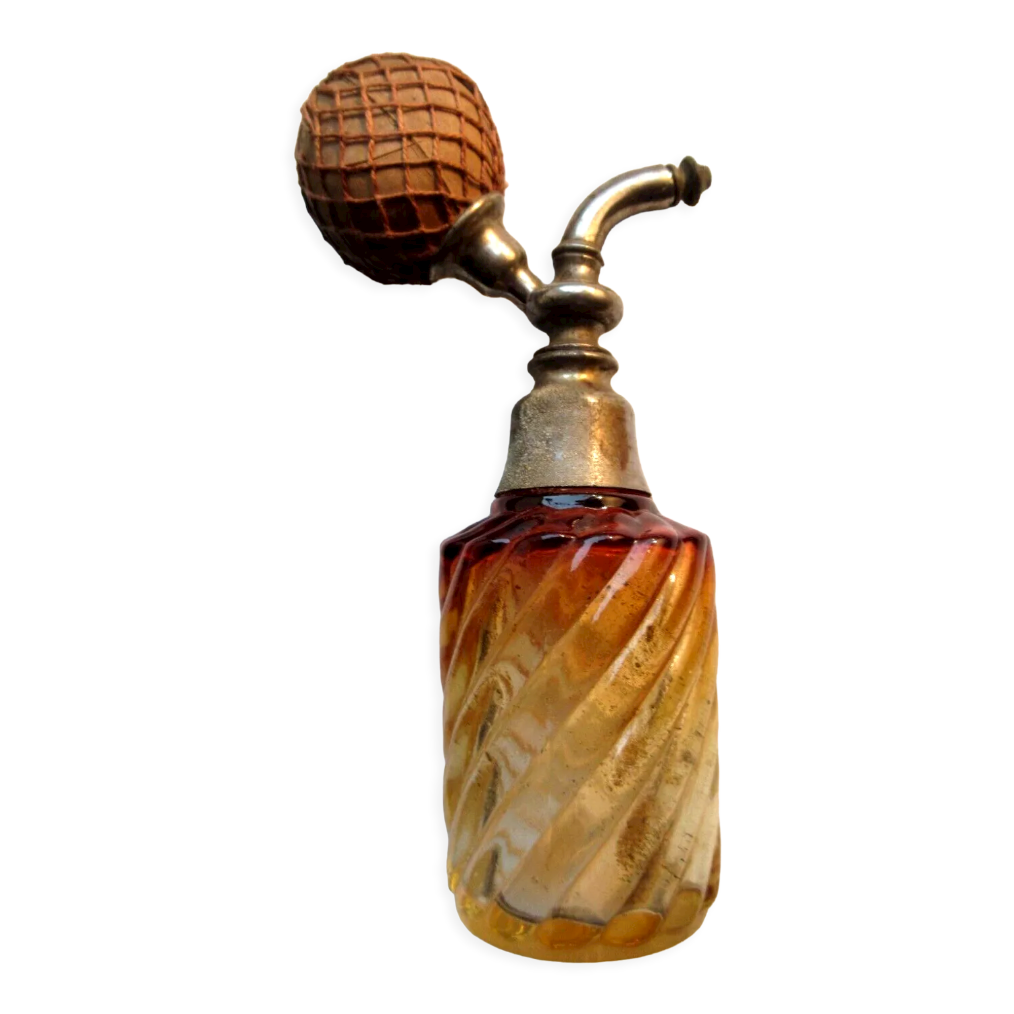 Flacon à parfum, atomiseur, cristal rouge Baccarat, vaporisateur modèle bambou torse