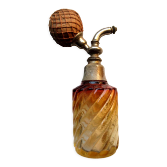 Flacon à parfum, atomiseur, cristal rouge Baccarat, vaporisateur modèle bambou torse