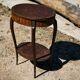 Oval coffee table in cube marquetry and bronze, Louis XV style.