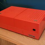 Vintage stereo electrophone record player Continental Edison red orange