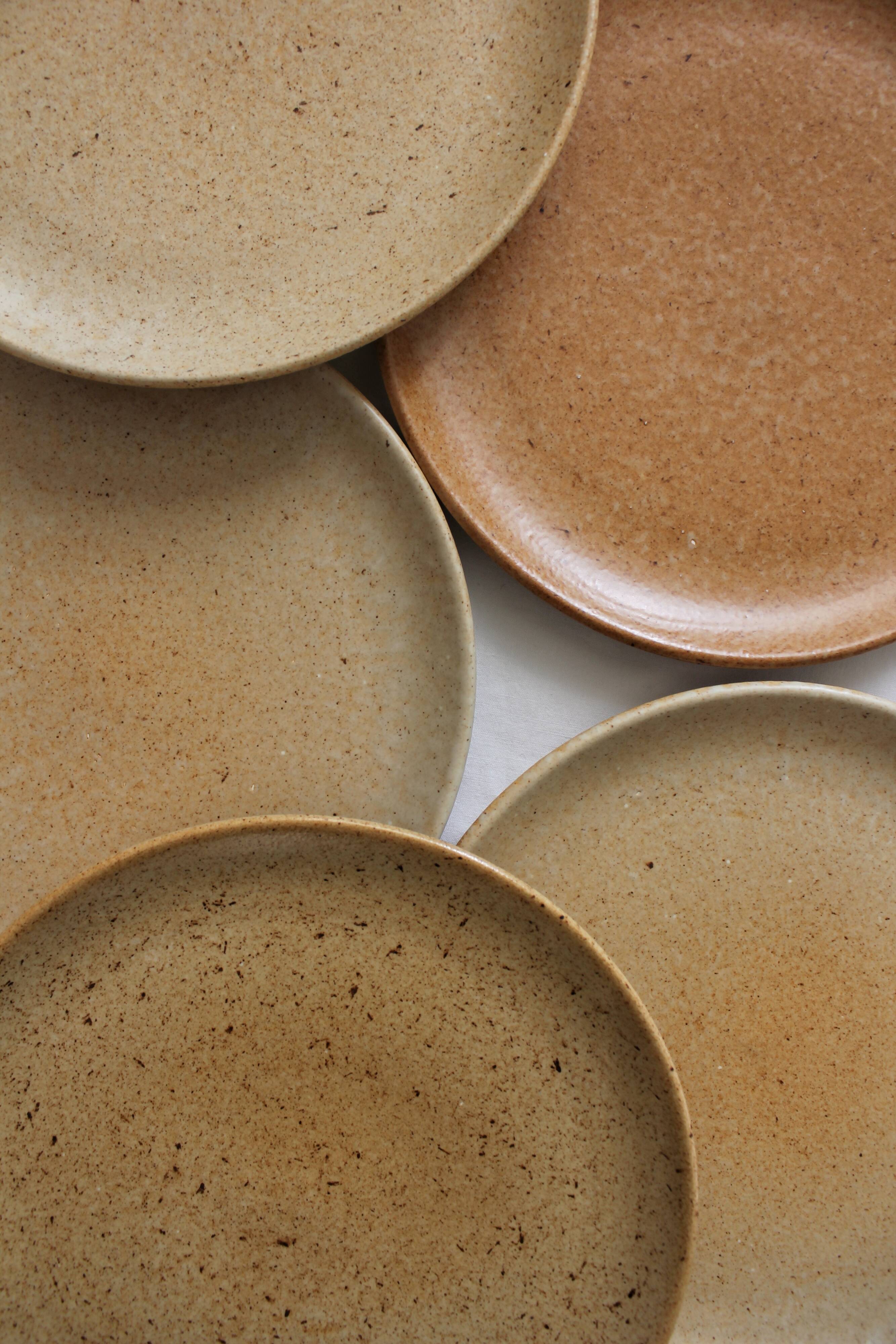 9 vintage stoneware dessert plates