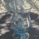 Tealight holder, blown glass candle holder in blue color from Biot glassworks