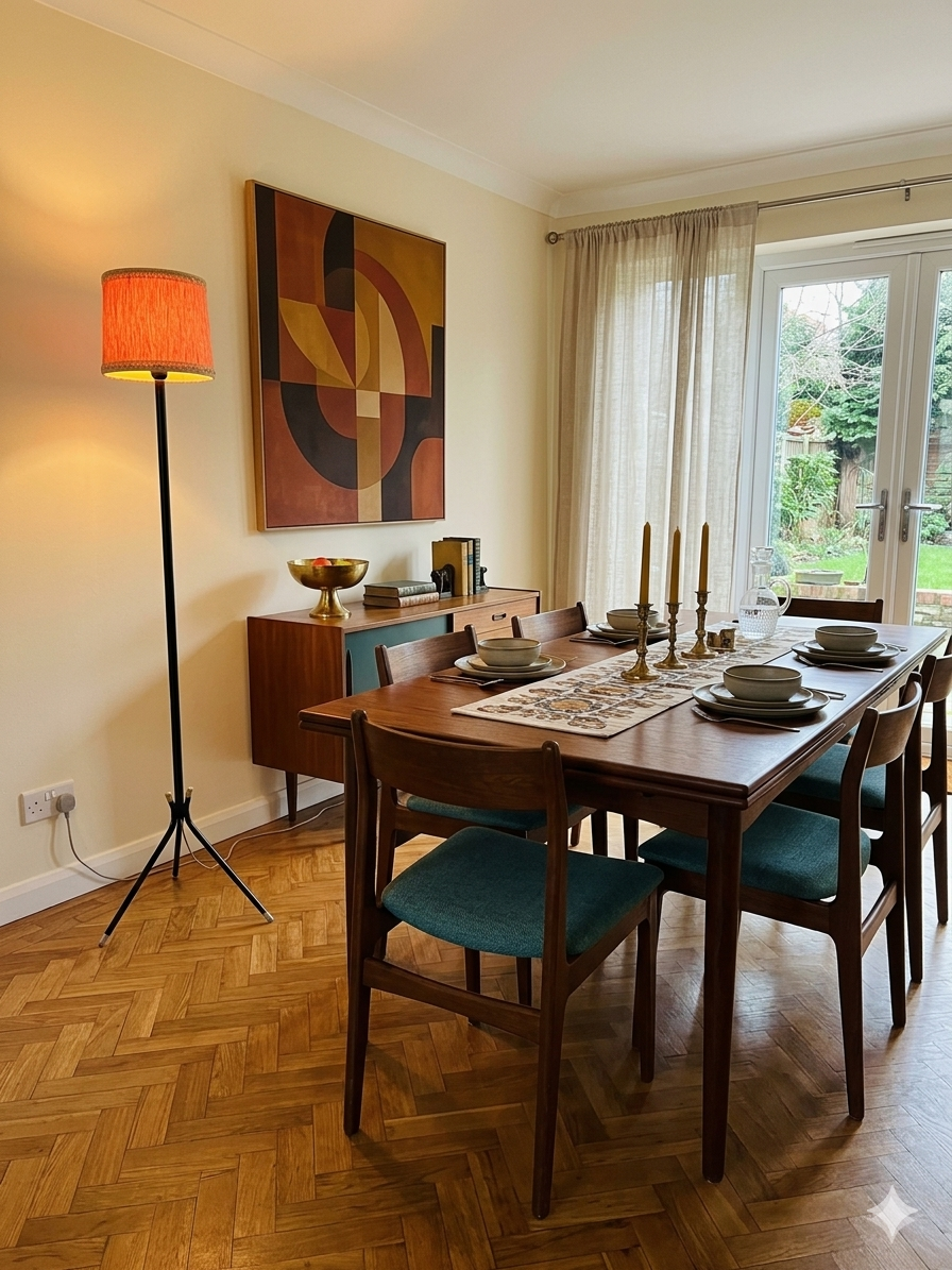 Lampadaire tripode vintage des années 60