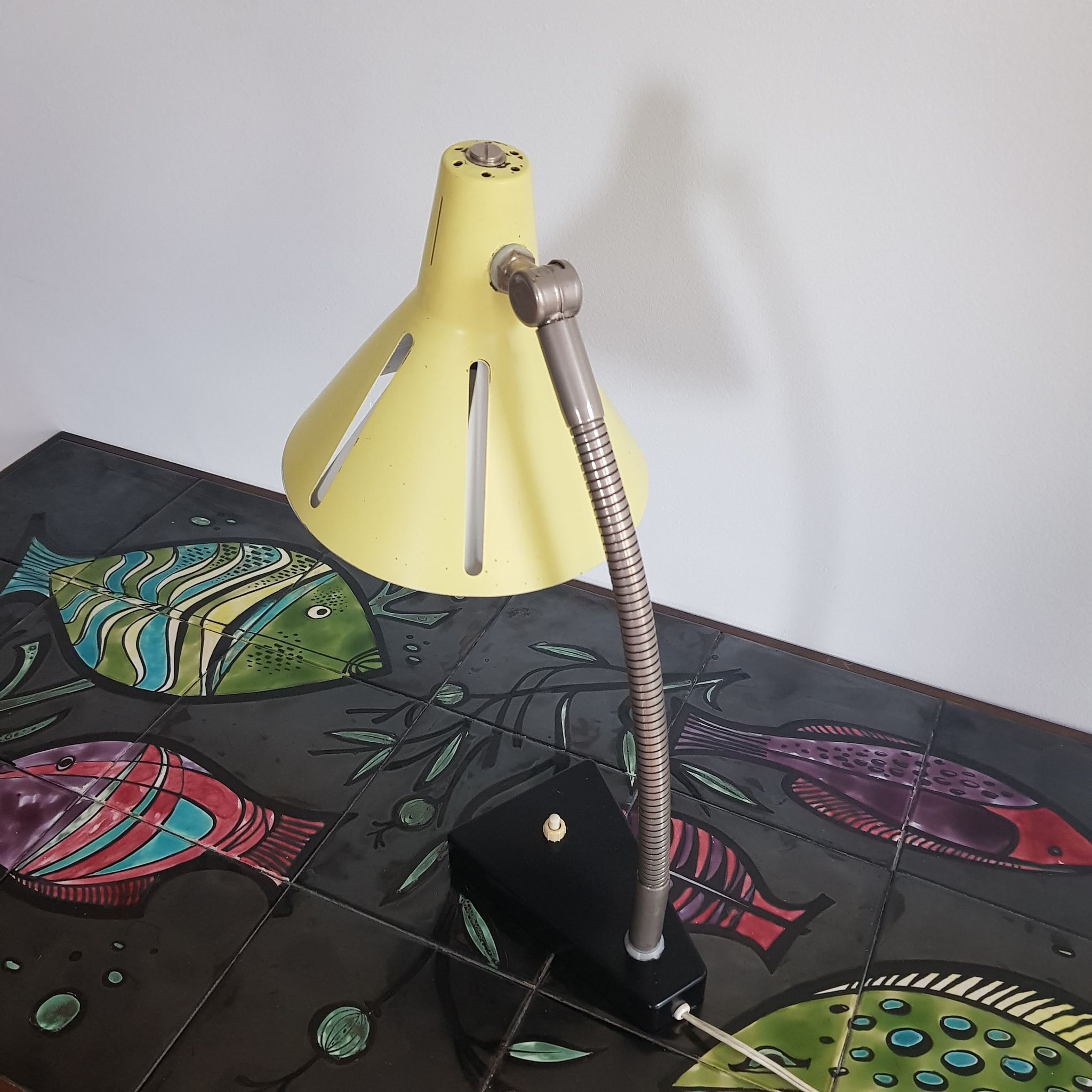 Vintage yellow desk lamp Hala "sunseries" signed H.Busquet 1950