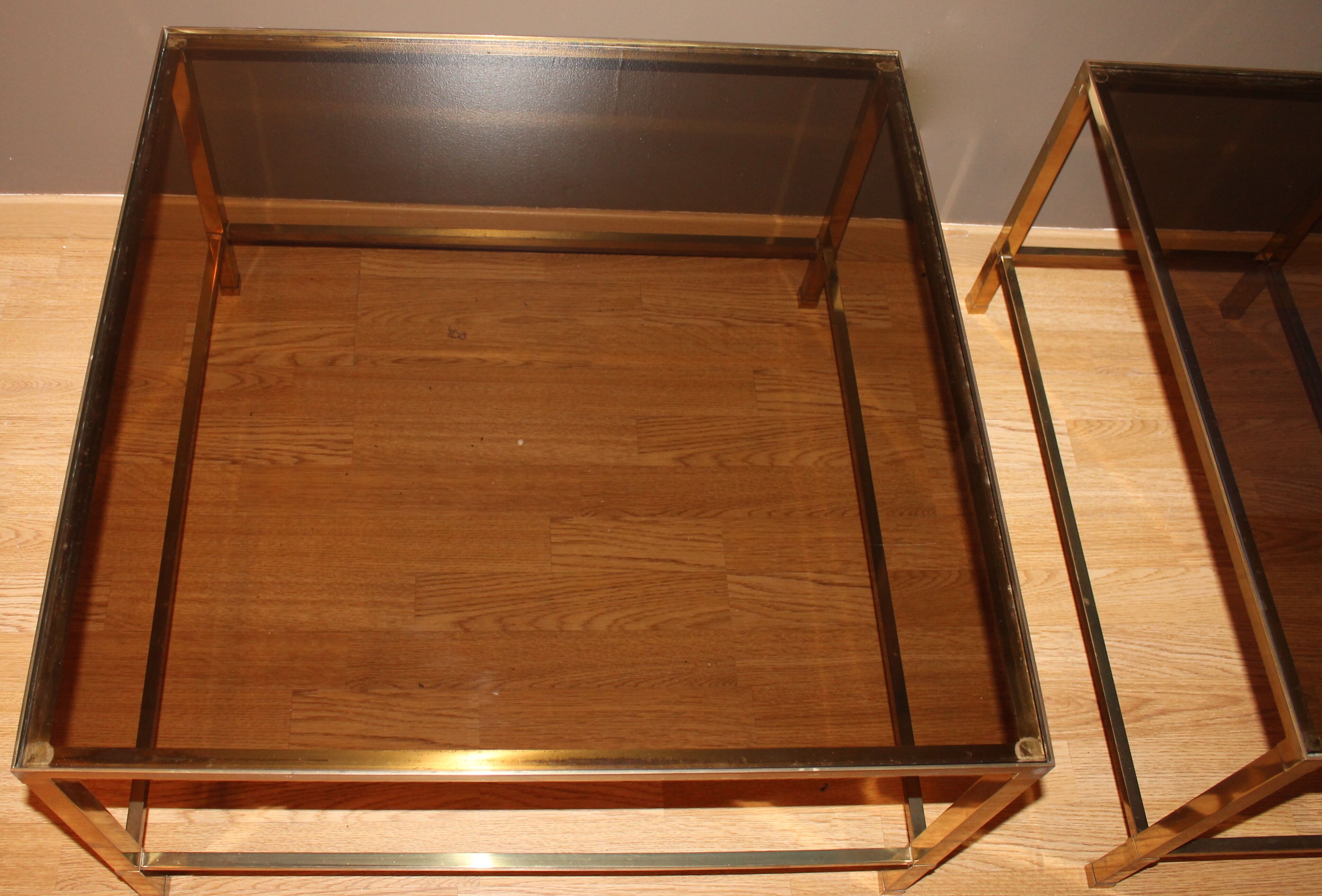 Set of 2 tables 60s/70s vintage brass