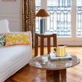 Round beige marble table