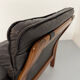 Vintage 70s Dreipunkt Scala design armchair in black leather and teak.