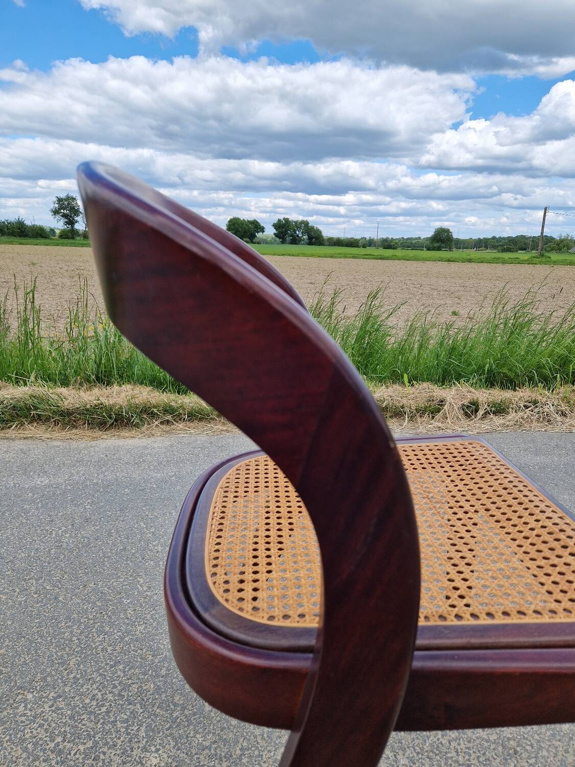 Baumann gondola chair in wood and cane